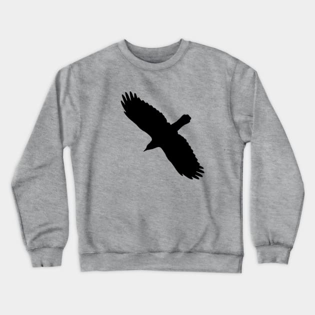 Flying Crow Black Bird Silhouette Crewneck Sweatshirt by NaturalDesign